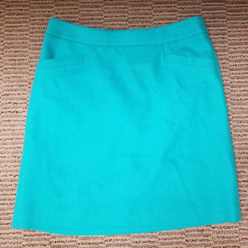 Ann Talor 4P Teal blue green Wool Skirt pockets
